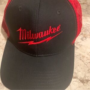Milwaukee Tools Black and Red Trucker Hat Snapback Adjustable